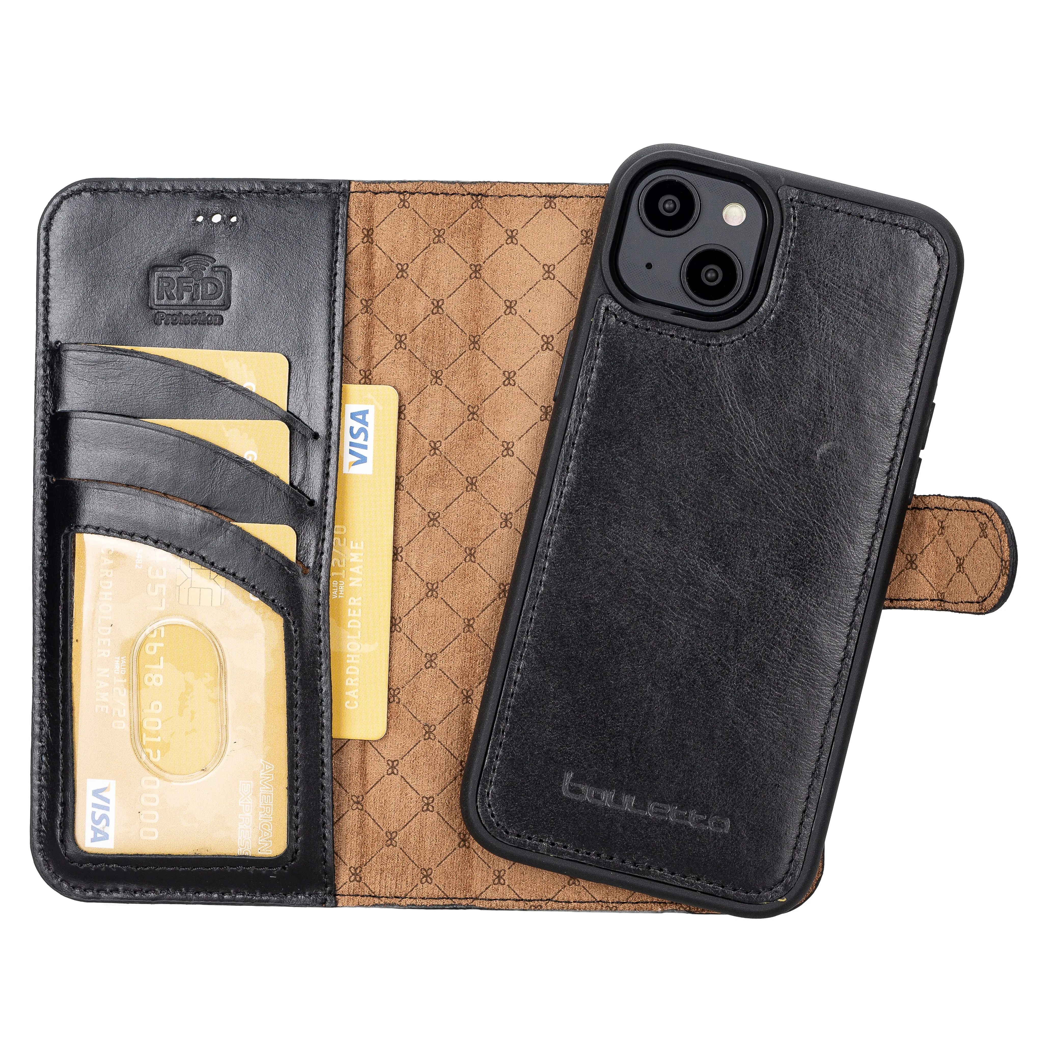 

Чехол-бумажник из натуральной кожи для iPhone 14 Plus 6,7 дюйма с RFID-защитой