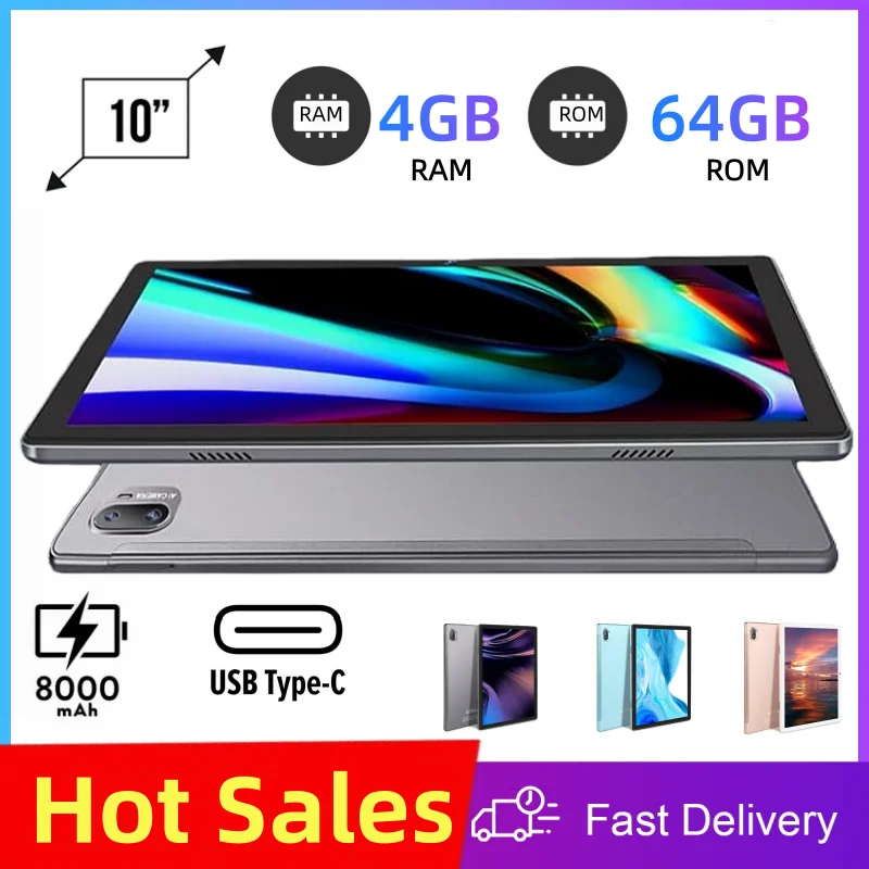 Фото Большие продажи Type-C 10,1-дюймовый планшетный ПК Android 12, 4 ГБ ОЗУ, 64 ГБ ПЗУ UNISOC T310, восьмиядерный процессор, 1280 x 800 пикселей, 8000 мАч №1