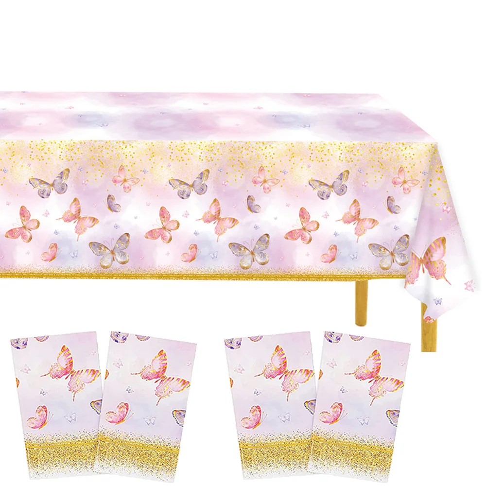

Tablecloth Decorations 137*274CM Gold ButterflyTheme Birthday Party Decor Disposable Table Cover Girls Wedding Party Supplies