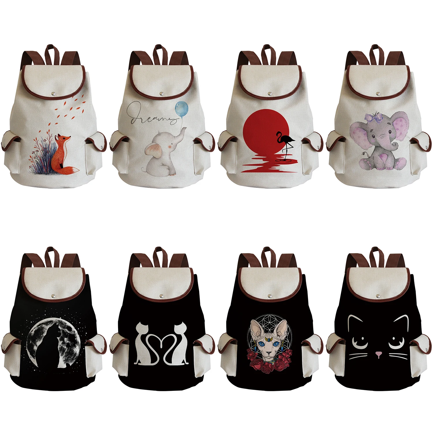 

Рюкзак с мультипликационным котом для женщин, вместительный школьный ранец с кулиской для подростков, Повседневная сумка с животными для подростков, Прямая поставка