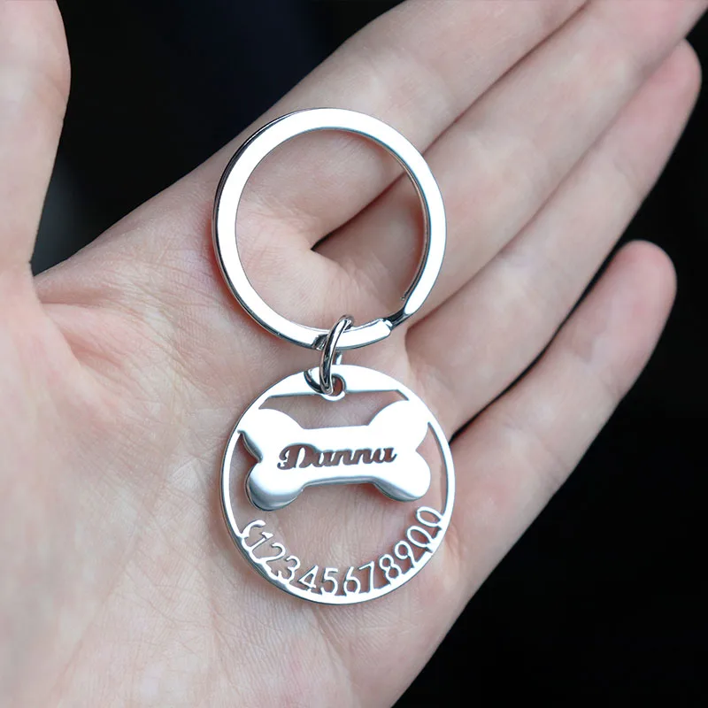 Персонализированный брелок для ключей с именем собаки номером телефона защитой