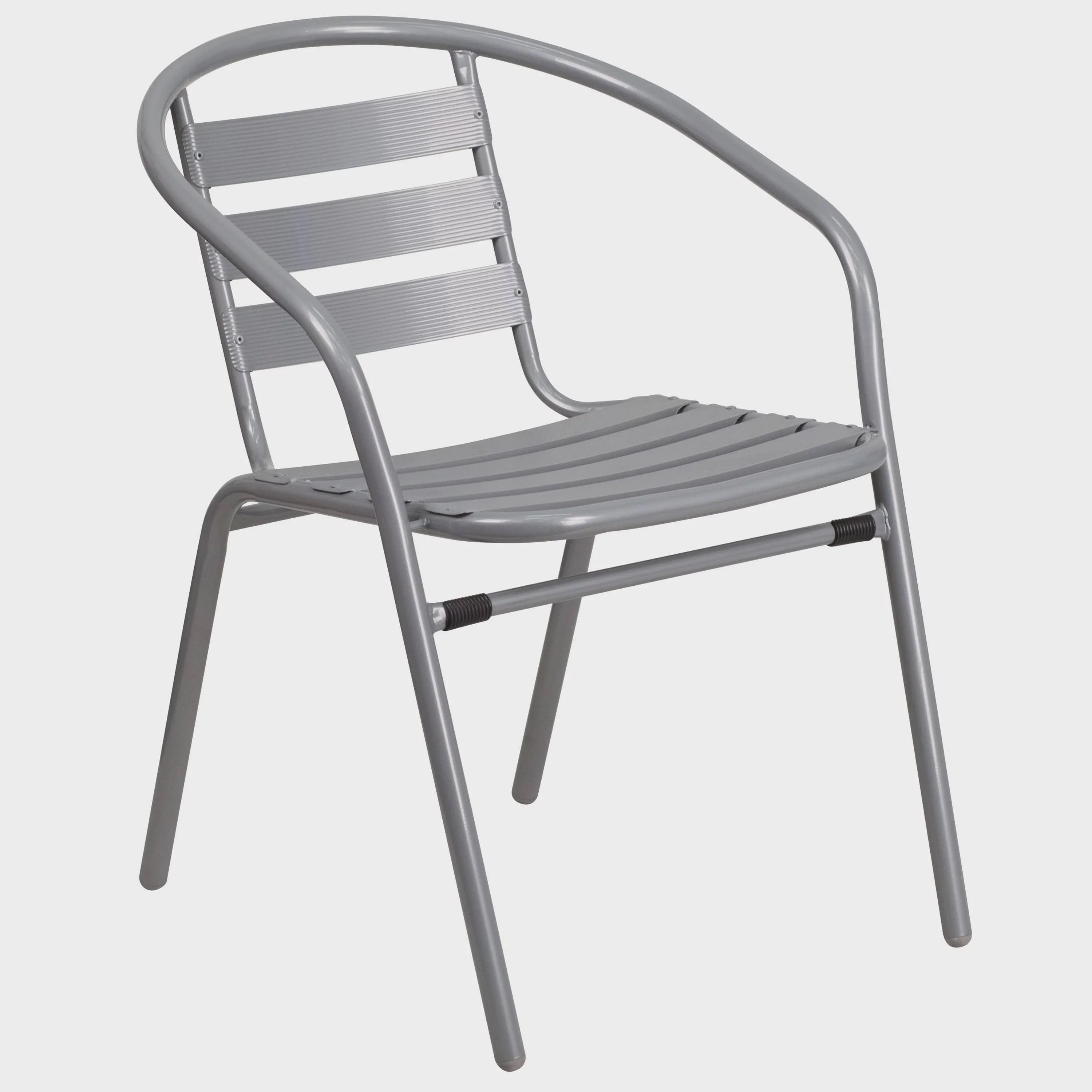 

Silver Metal Restaurant Stack Chair with Aluminum Slats