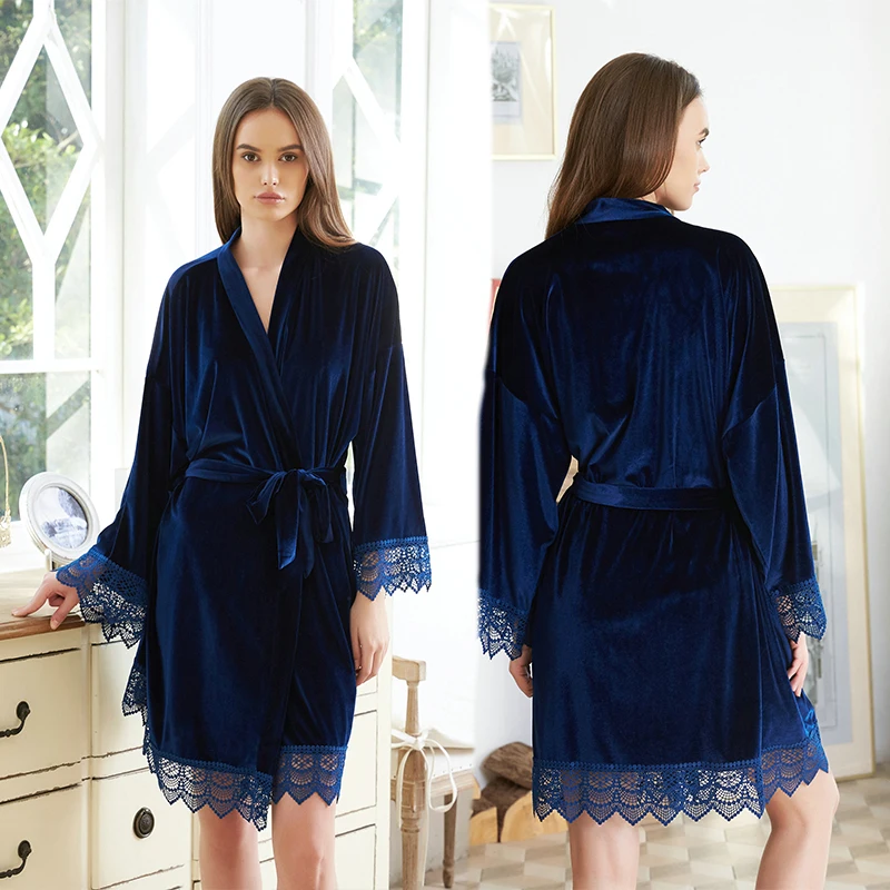 Lace Velvet Robes Bridesmaid Bridal Short Robe Women Bathing Robes Warm Robes Sleepwear Allure Bridesmaid Robes Nighty