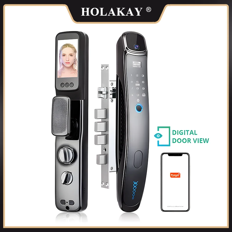 

HOLAKAY Multifunction USB Cat Eyes Doorbell Automatic Recording Camera Fingerprint Tuya Wireless Smart door lock