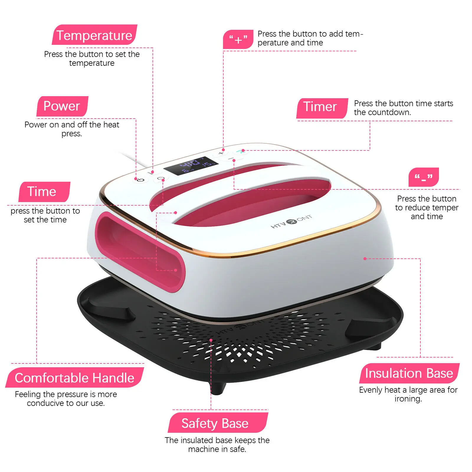 EU/US/AU/UK Plug HTVRONT 10X10inch Square Heat Press Machine T-shirts Printing DIY Iron On Sublimation HTV Vinyl for Clothes