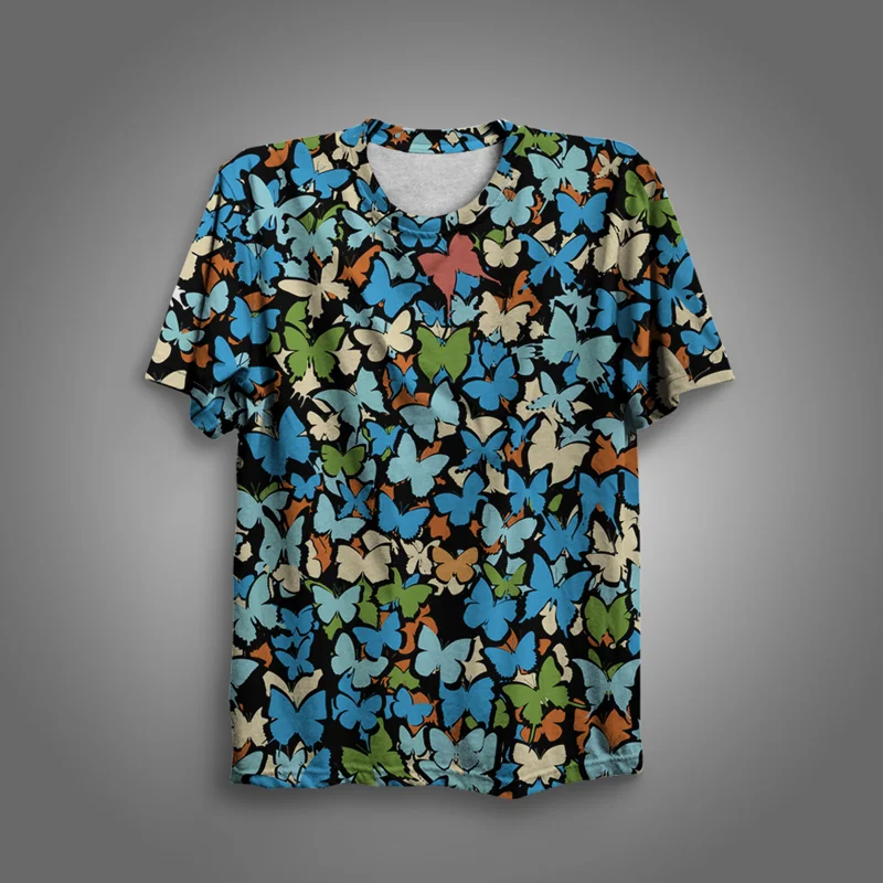 

Autumn 2022 New Fantasy Butterfly Series Digital Printing CVC Cotton Blended Fashion T-shirt Classic Women's Short Sleeve Top
