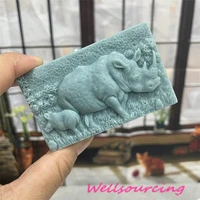 creative animals rhinoceros silicone soap mold plaster resin making handmade cake candle gifts craft supplies home decoration