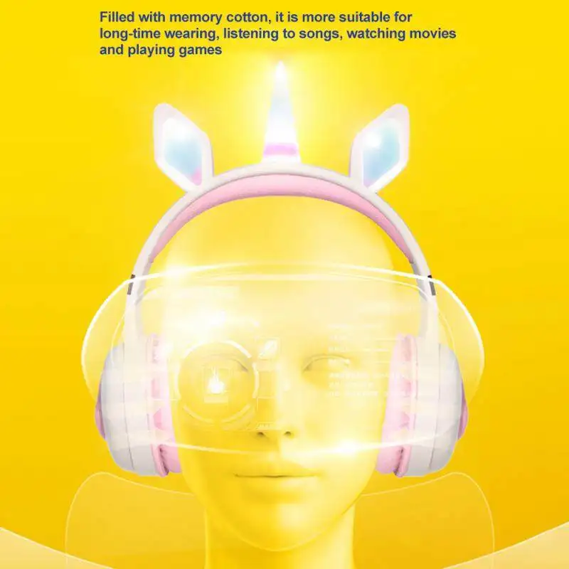 Беспроводные наушники Flash светильник с милыми кошачьими ушками единорог детские