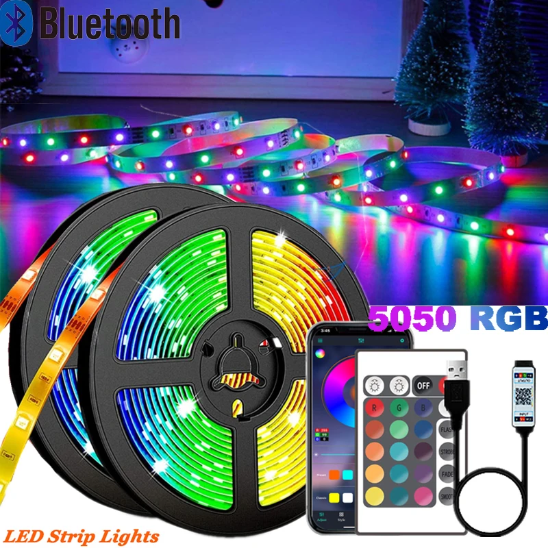 

LED Strip Light 1M-10M RGB 5050 USB Bluetooth Smart Flexible Diode Suitable for Room Kitchen Party Decor Luces LED Holiday Gift