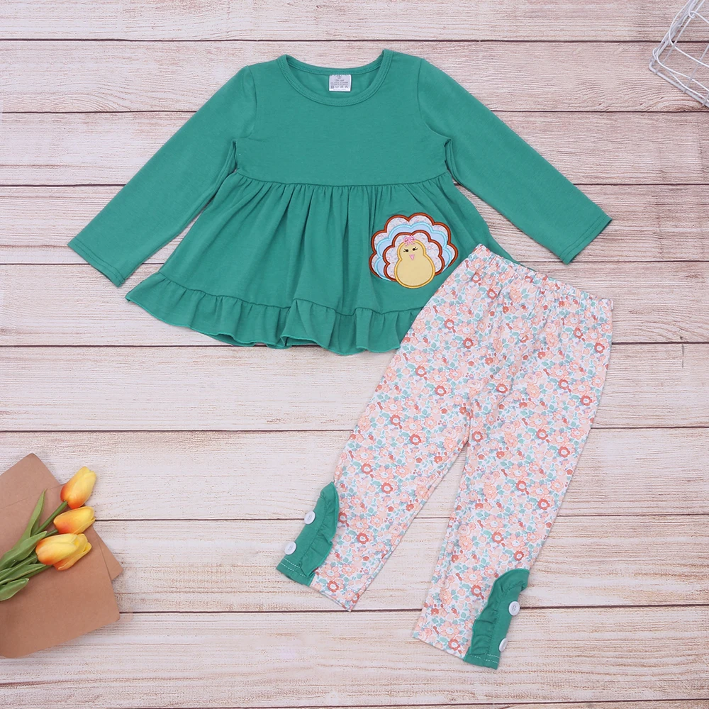 

Child Costum Baby Girl Clothes Set Babi Clothing Turkey Embroidery Long Sleeve Bodysuit Leisure Pants Suit For 1-8T Little Girls