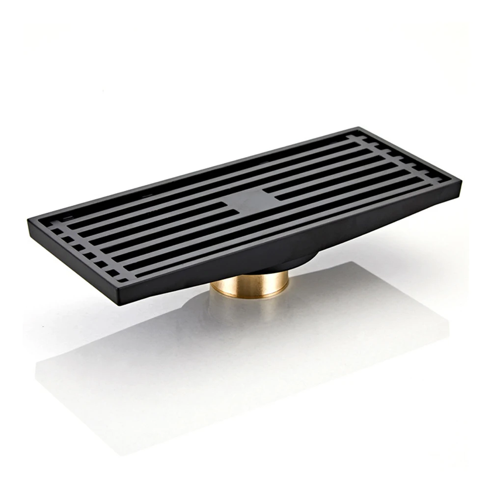 

Rectangular Floor Drain Brass Bounce T-Shaped Deodorant Bathroom Sewer Bathroom Shower Room Stainless Steel Black Floor Drain