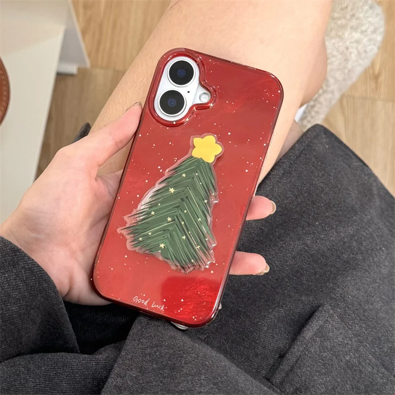 Милый Рождественский чехол-подставка для телефона iPhone 16 Pro 14 13 15 Max задняя крышка