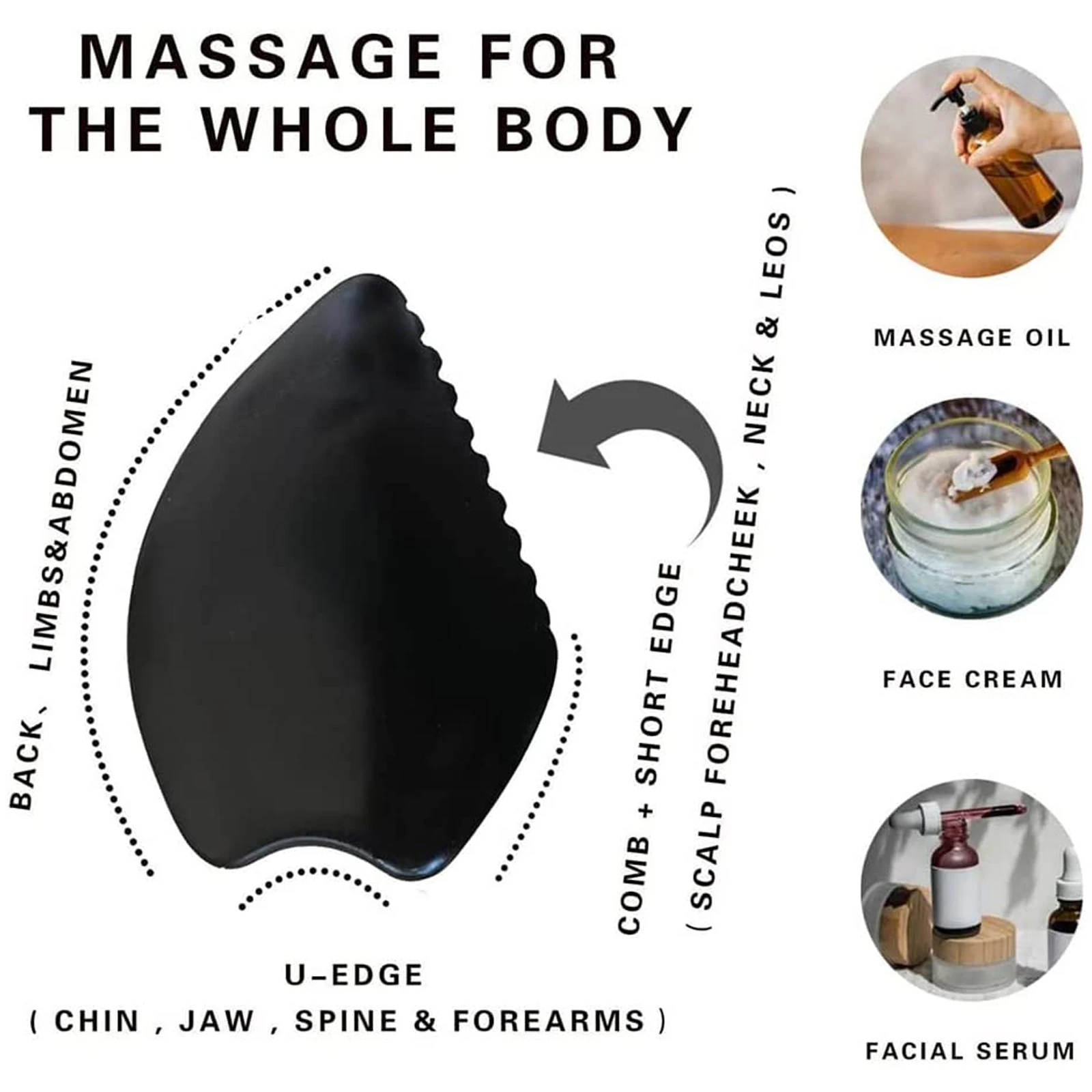 Скребковая доска Gua Sha из перьев с зазубренными краями для массажа лица