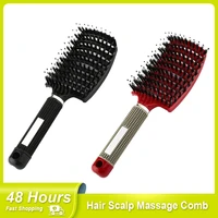 hair scalp massage comb hairbrush women wet dry curly untangling hair brush bristle nylon salon hair styling tools dropship