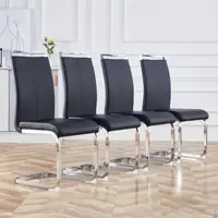 Set of 4  Dining Chairs with Faux Leather Padded Seat Dining Living Room Chairs Upholstered Chair with Metal Legs Design