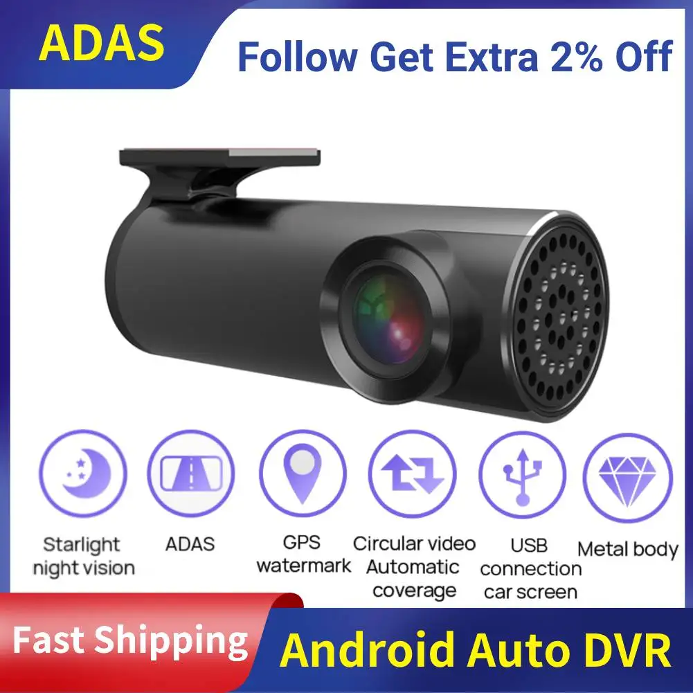 USB Dash Cam 1080P Car Camera Recorder ADAS Dashcam for Car Night Vision Android Screen Loop Recording Vehicle Camera Black Box