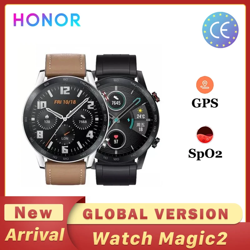 Honor Magic 2 Смарт-часы 46 мм с большим экраном, 14 дней работы, Bluetooth 5.1, анализ крови на содержание кислорода, независимое воспроизведение музыки, GPS.