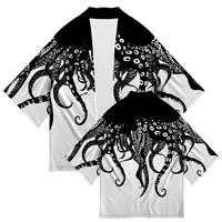 plus size octopus print 2022 summer chic loose japanese streetwear cardigan women men harajuku kimono cosplay tops shirts yukata