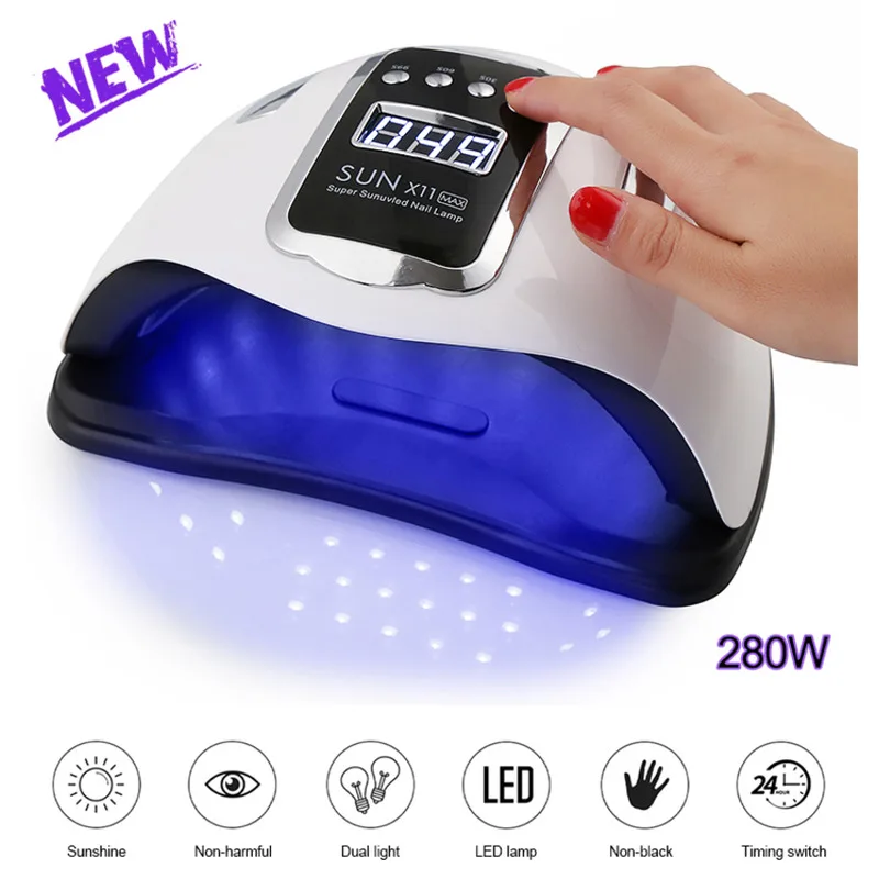 X11 MAX SUN Nail Dryer Machine УФ-светодиодная лампа для сушки гель-лака ногтей с нижним