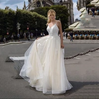 a line tulle v neck hy310 wedding dress for women sleeveless floor length lace elegant princess bridal gowns vestidos de novia