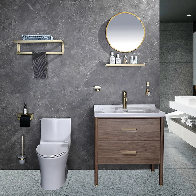 

Golden Luxury Bathroom Accessories Toilet Paper Holder Soap Holder Wall Coat Rack Toilet Brush Towel Holder Bathroom Support