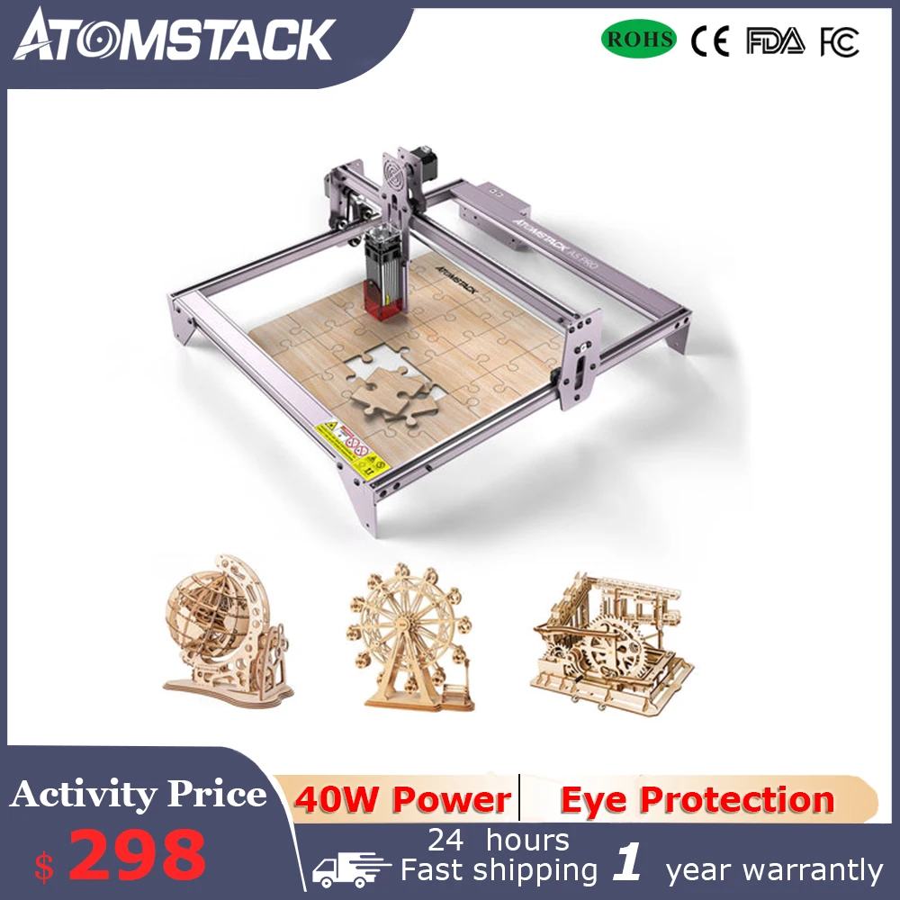 

Wholesale Price Atomstack A5 Pro 40W Portable Wood Laser Cutter Mini Cnc Engraver Diy Metal Dog Tag Cutting Engraving Machine