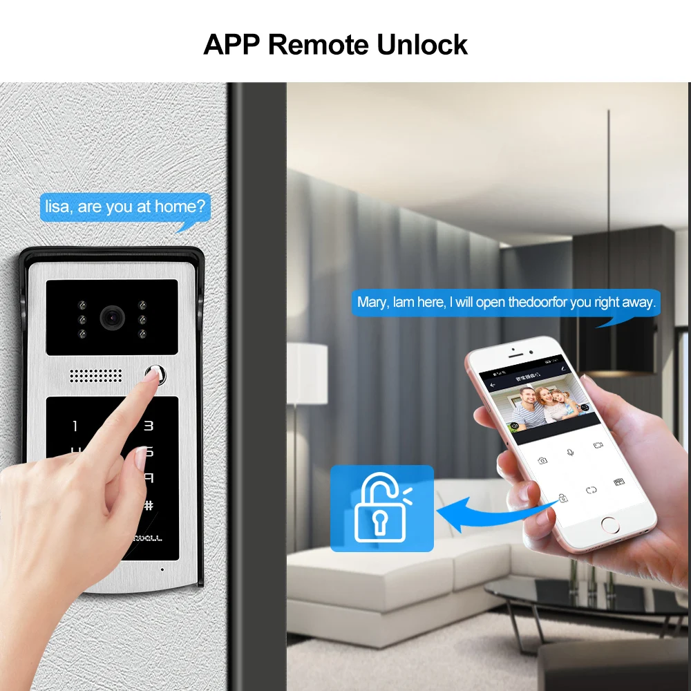 Tuya Видеодверь Камера WiFi Беспроводная Интерком Система Дом 1080P HD Цифровой Дверной Телефон С RFID-Клавиатурой Код APP Разблокировать.