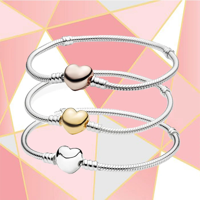 Модный классический базовый браслет из стерлингового серебра 100% пробы в форме