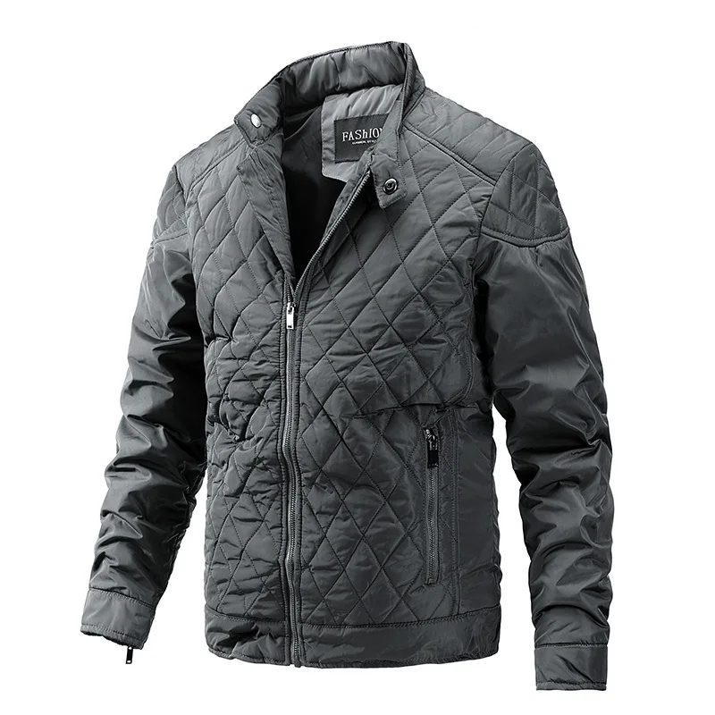 Мужская тонкая куртка, однотонная теплая куртка из хлопка с воротником-стойкой, Осень-зима 2022