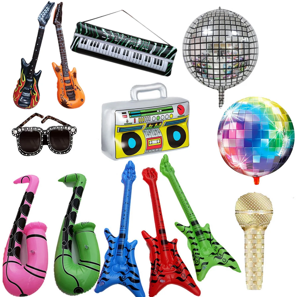 

Inflatable Rock Star Toy Balloon Set Guitar Piano balloon Party props disco party Concert Theme 80s 90s Party Decoration Balloon
