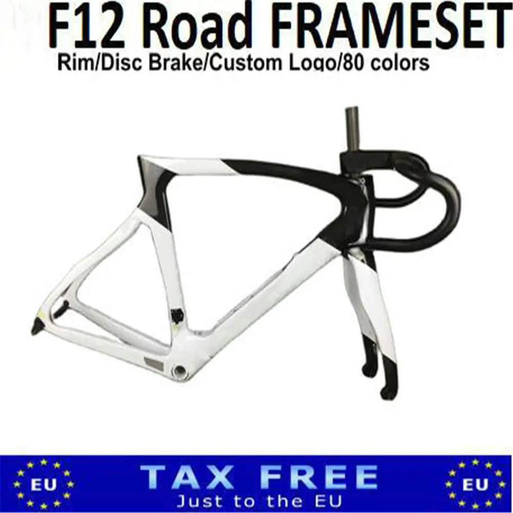 

80 Colors T1100 1K White Black F12 Carbon Bike Frame Glossy Road Frameset and Handlebar