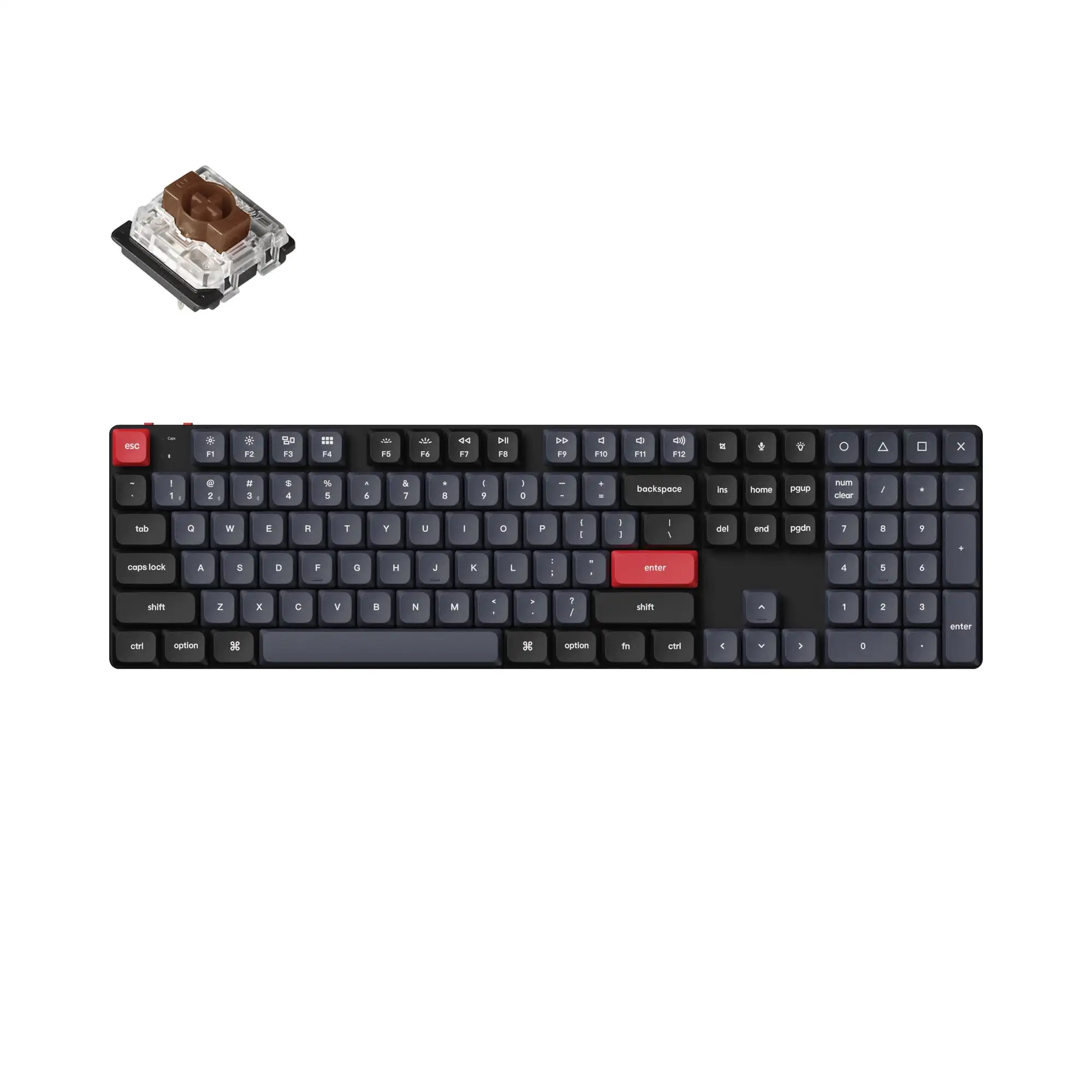100% Layout Custom Programmable Hot-swappable Low Profile Gateron Switch