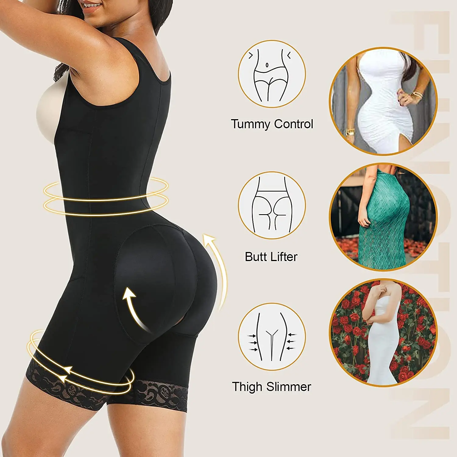 Shapewear for Women Bbl Fajas Body Shaper Tummy Control Butt Lifter Plus Size Waist Trainer Slim Full Bodysuit Underwear Corset