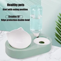 cat food bowl automatic feeder water dispenser pet dog cat food container drinking raised stand dish bowl pet waterer feeder