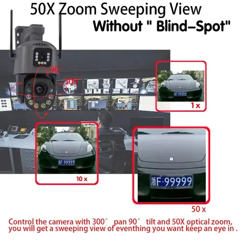4K 6MP двусторонняя аудиосвязь двойной объектив PTZ Wifi камера наружная 50-кратный оптический зум AI обнаружение человека