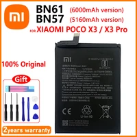 original xiao mi bn57 bn61 6000mah phone replacement battery for xiaomi pocophone x3 poco x3 pro rechargeable batteritool kits