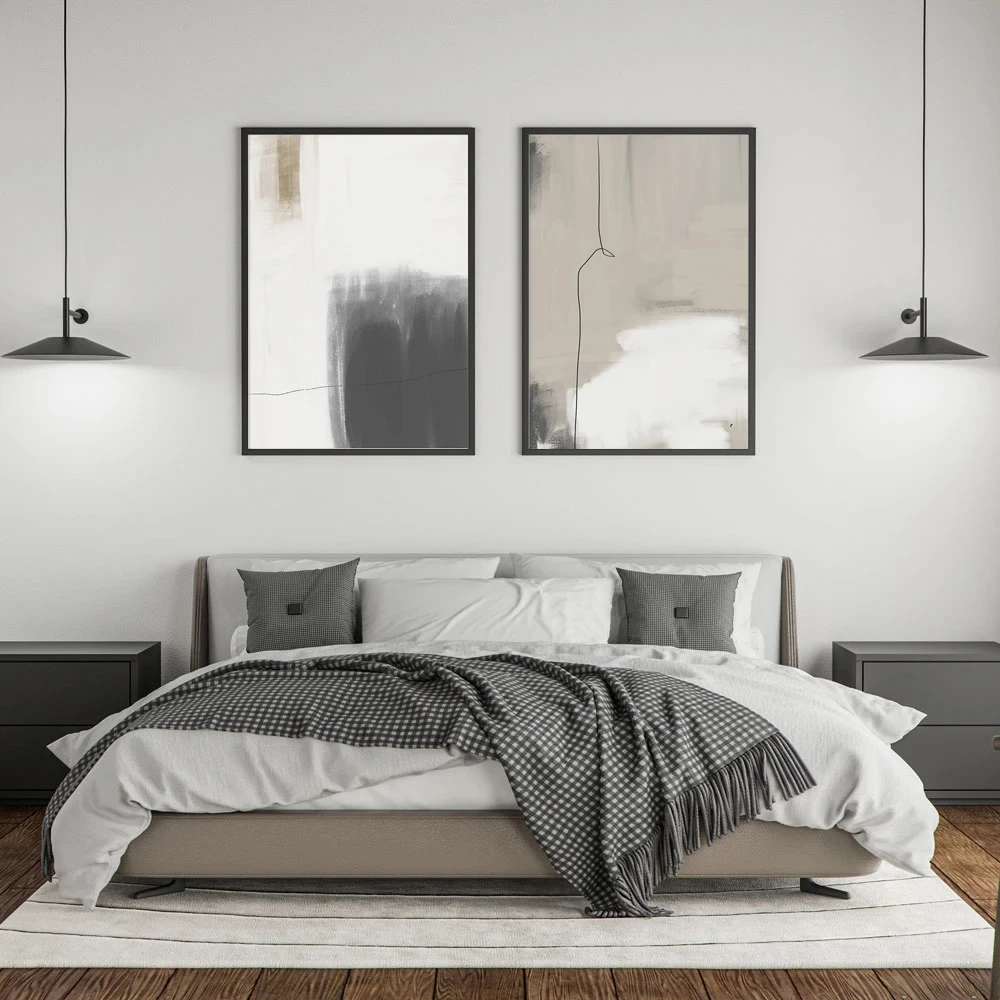 Абстрактное искусство черно-бежевый принт на холсте постер скандинавское