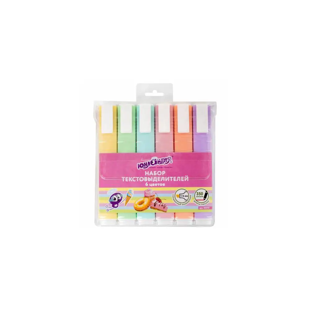 Набор текстовыделителей ЮНЛАНДИЯ 6 шт. АССОРТИ &quotCOLORSTAR PASTEL" линия 1-4 мм 151717 |