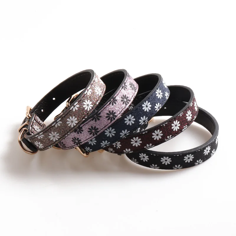 

Large Dog Accessories Stylish Durable Acrylic Big Dog Cute PU Leather Collar Pet Suppliers Puppy Rainbow Necklace
