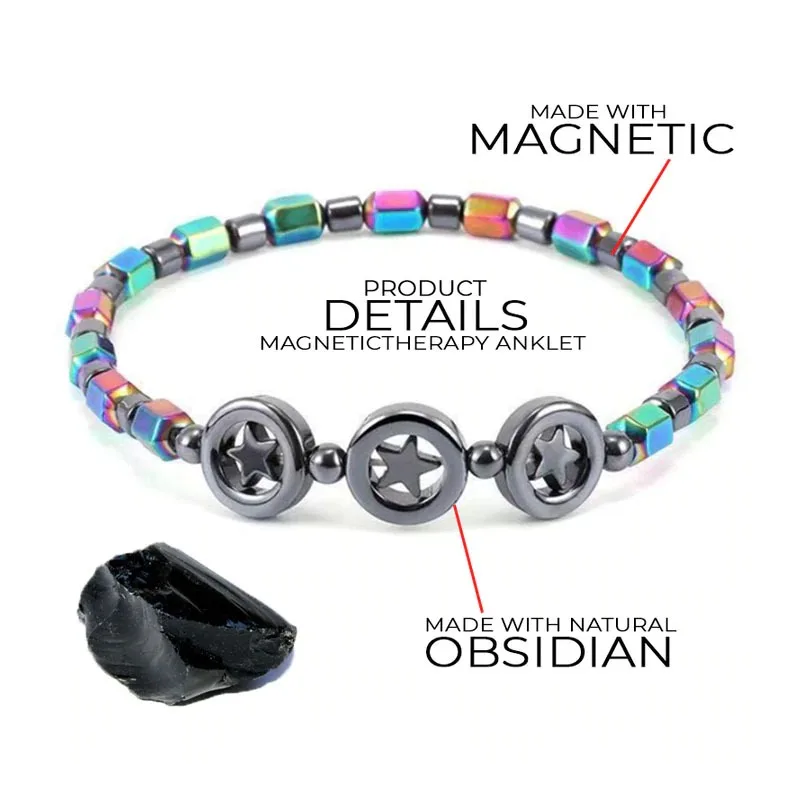 

Wholesale AntiSwelling Obsidian MagneticTherapy Anklet Fashion Handmade Anklet Accessories