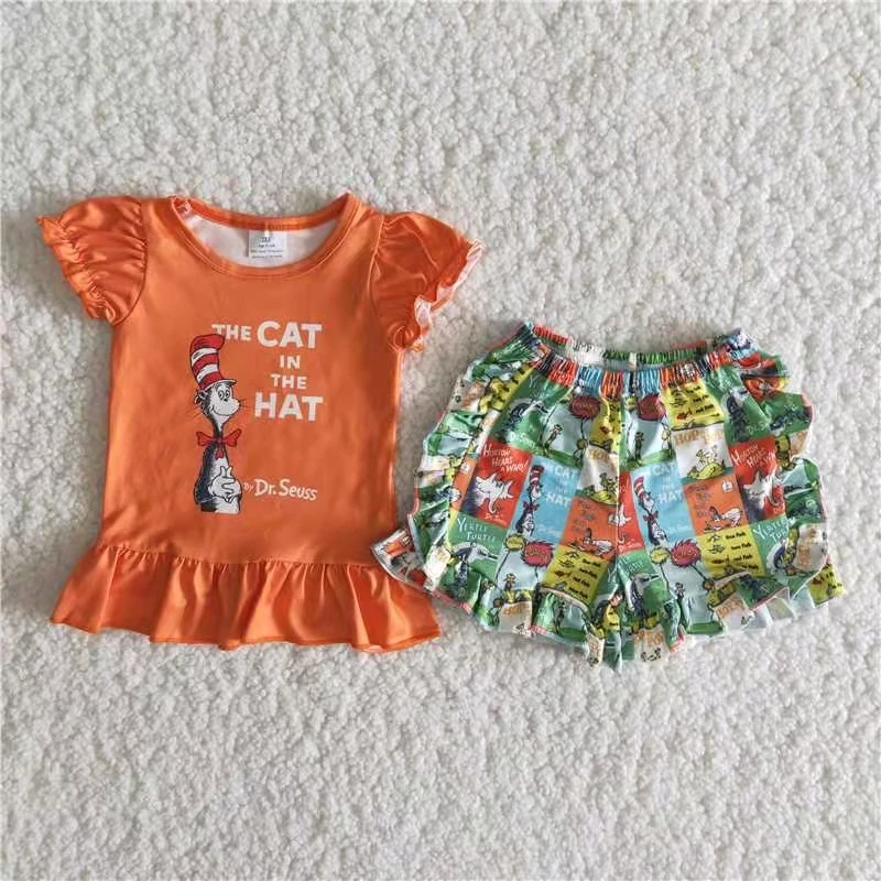

children kids clothes girl set 2 pcs boutique summer baby girl clothing outfit short sleeve top and shorts outfit