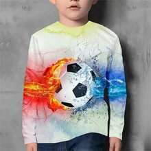 Boys 3d Graphic Gradient Football T Shirt Tee Long Sleeve 3d Print Outdoor Clothes For Children Kids 3-12 Years Casual T-Shirts 