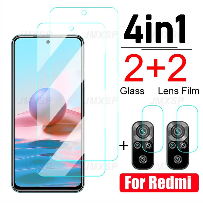 4in1 Tempered Glass For Xiaomi Redmi 11 Prime K50 K40 Protective Glass Redmi Note 12 11 11T 11E Pro Plus 11S 11R 11SE Lens Film