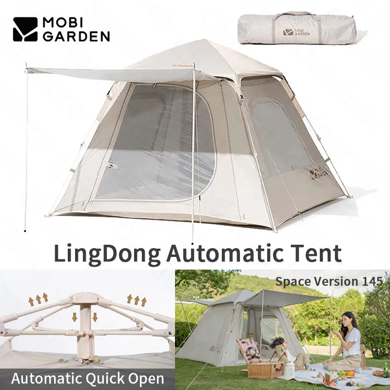 

Mobi Garden LingDong145 Новая автоматическая кемпинговая палатка, портативная складная быстрооткрывающаяся палатка для детей, семьи, садовая палатка...