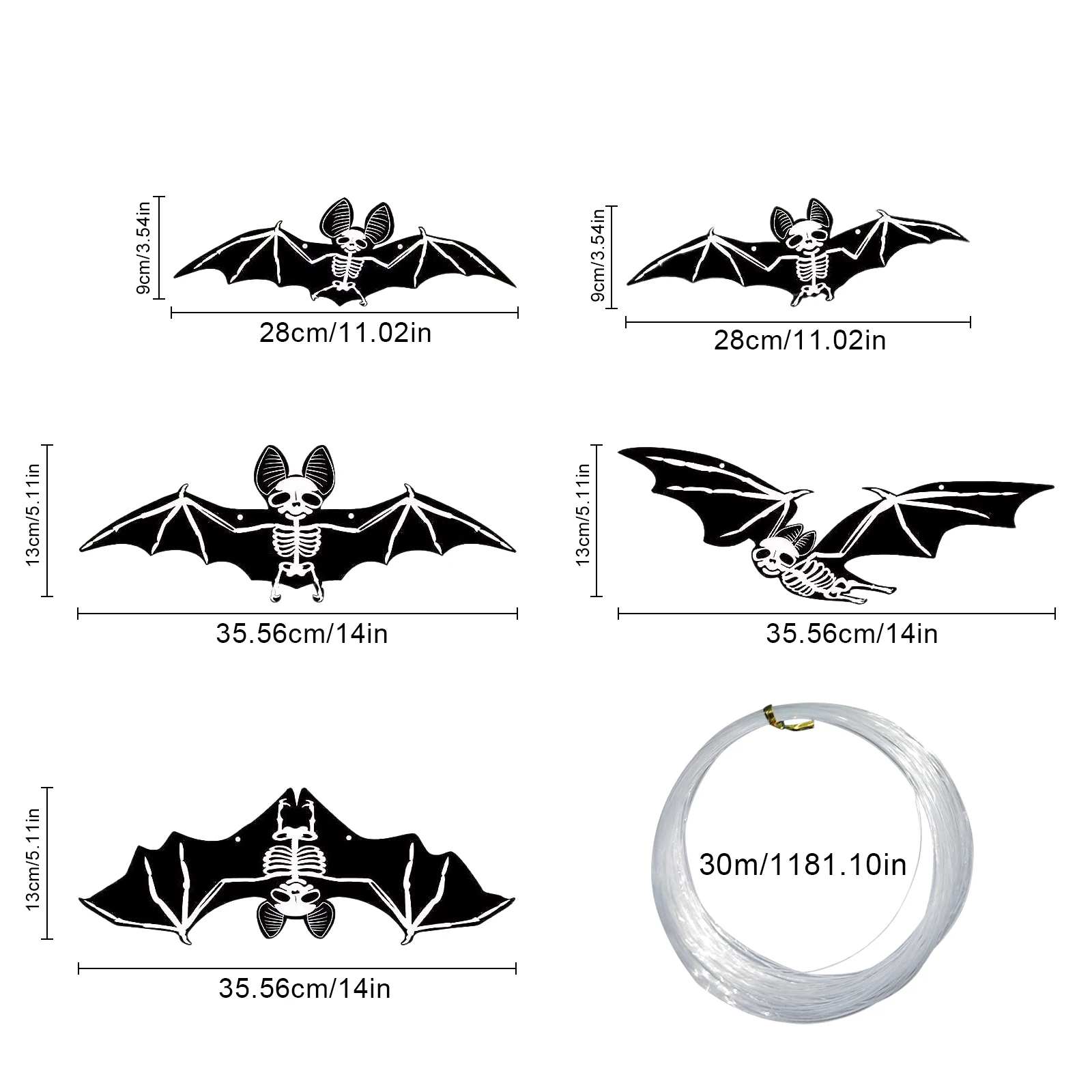 Декор двора для вечеринки в честь Хэллоуина - 12шт светящихся скелетов летучих
