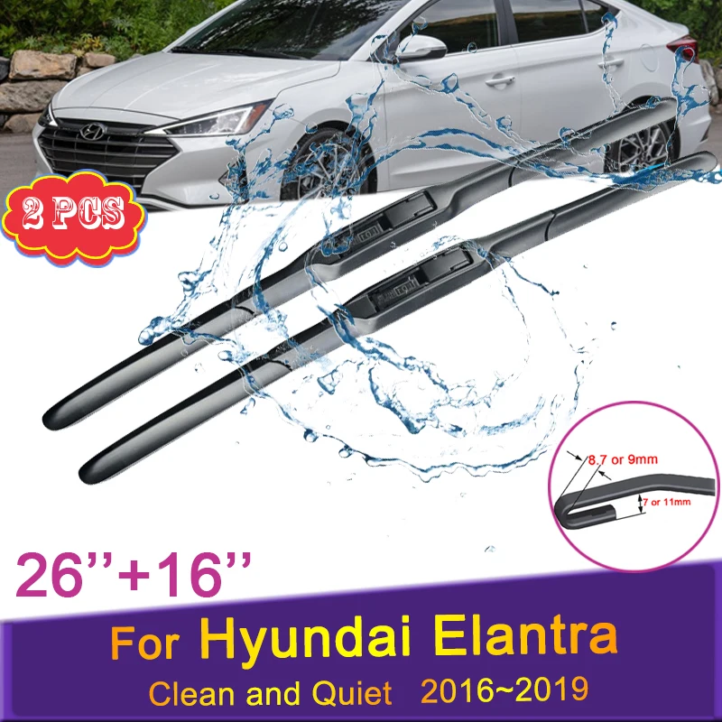 

For Hyundai Elantra AD 2016~2019 2017 Front Windscree Windshield Wipers Rubber Wiper Blades Car Sticker Accessorise J Hook Type