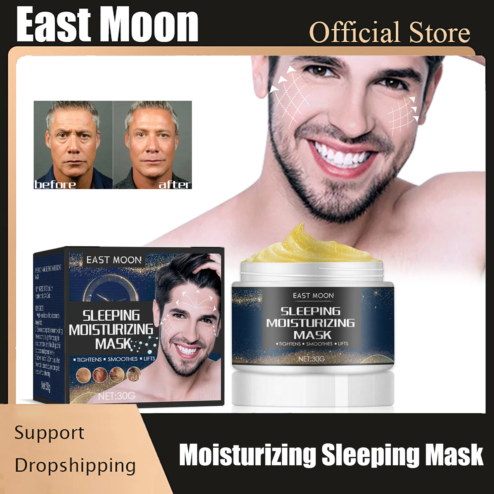 

Men Moisturizing Sleeping Mask Wash Free Multi Effects Hydrating Anti Aging Remove Wrinkle Whitening Face Care Facial Smear Mask