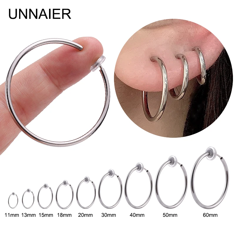 

1 Pair Clip On Earrings For Men Women's Stainless Steel Fake Hoop Earring Cartilage Ear Clip Ear cuff
