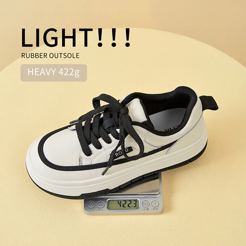 2023 Ladies Sneakers Spring Autumn New Ladies Casual Shoes Outdoor Thick Sole Lace Up Flats Solid Color Fashion Shoes for Women