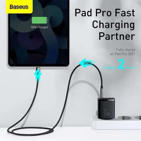Зарядное Baseus 30 Вт Type IPhone 13 12 Pro Max Quick Charge 3.0 USB C PD Быстрая Зарядка Для Samsung Xiaomi Дорожное Зарядное